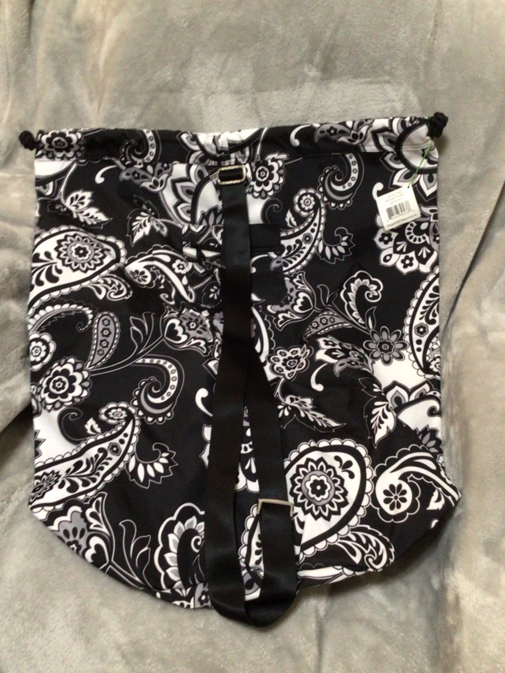 Vera Bradley Black & White Paisley Extra Large Laundry Bag with Shoulder Strap
